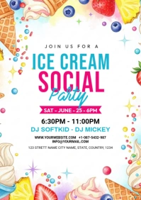 ice cream party A4 template