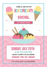 Ice Cream Party Flyer A6 template