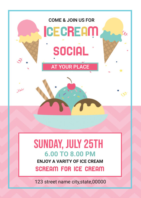 Ice Cream Party Flyer Template