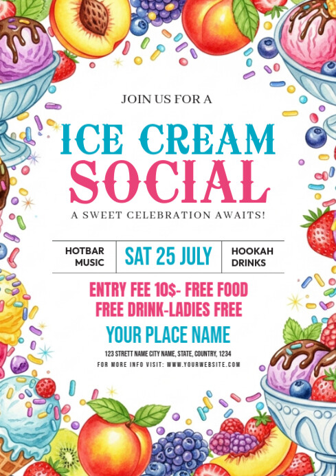 Image 2 for Ice Cream Party Flyer Template