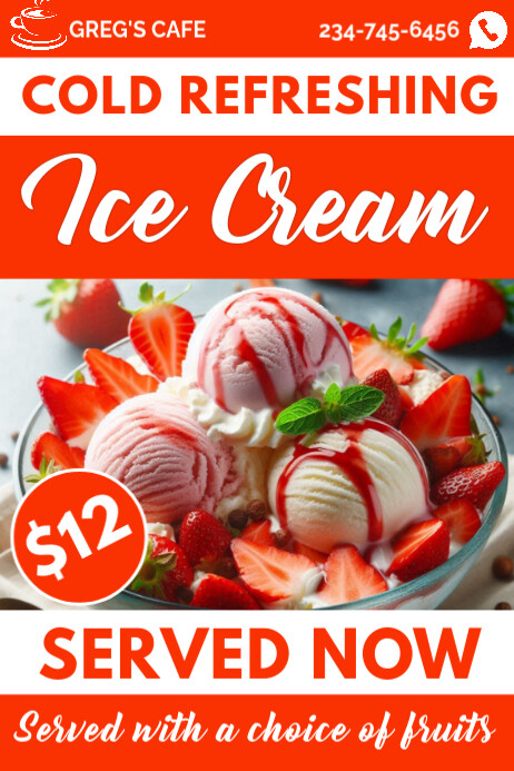 Ice Cream Poster Ad Cartaz template