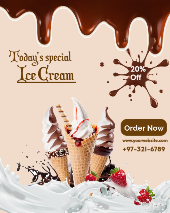 Ice cream promo Instagram Portrait template