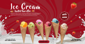 Ice Cream Sale Banner Gambar Bersama Facebook template