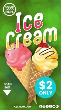 Ice Cream Shop $2 Promo Animated Instagram Story TikTok Video Template