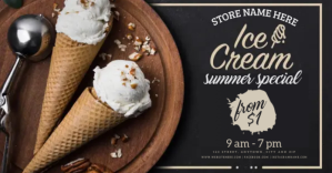 Black Ice Cream Promotion Facebook Shared Image Template
