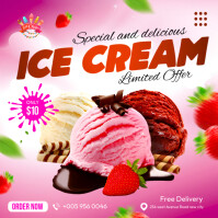 Ice cream shop business vendor delivery online offer advert promotion editable poster template