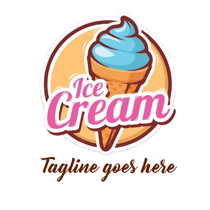 Ice cream shop logo, ice cream logo template