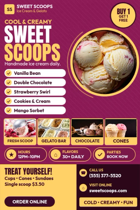 Modèle Ice Cream Shop Poster Affiches | PosterMyWall