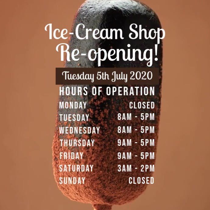Ice Cream Shop Reopening Schedule Template PosterMyWall