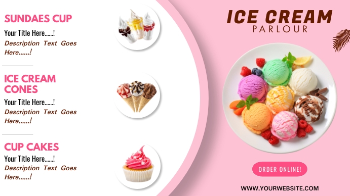 Ice Cream Shop Restaurant Menu Digital Displa Template | PosterMyWall