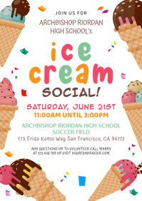 Biały Ice Cream Social Event A4 Template