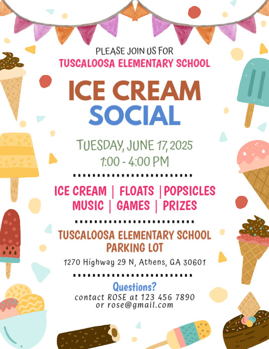 ice cream social Løbeseddel (US Letter) template