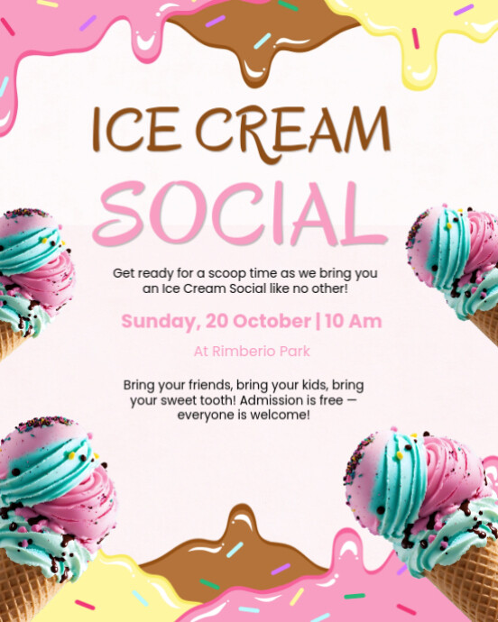 ice cream social Instagram Portrait template