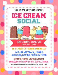 Wit Ice Cream Social Event ใบปลิว Template