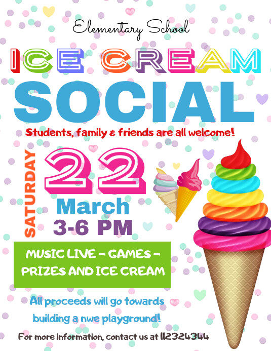 Ice Cream Social Flyer, Ulotka (US Letter) template