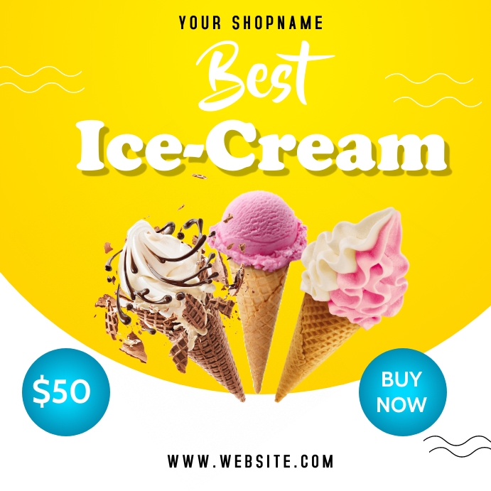 Ice-cream social flyer Wpis na Instagrama template