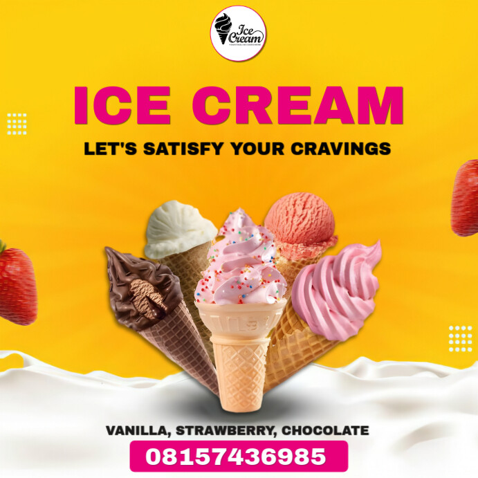 Ice Cream Social Flyer Publicação no Instagram template
