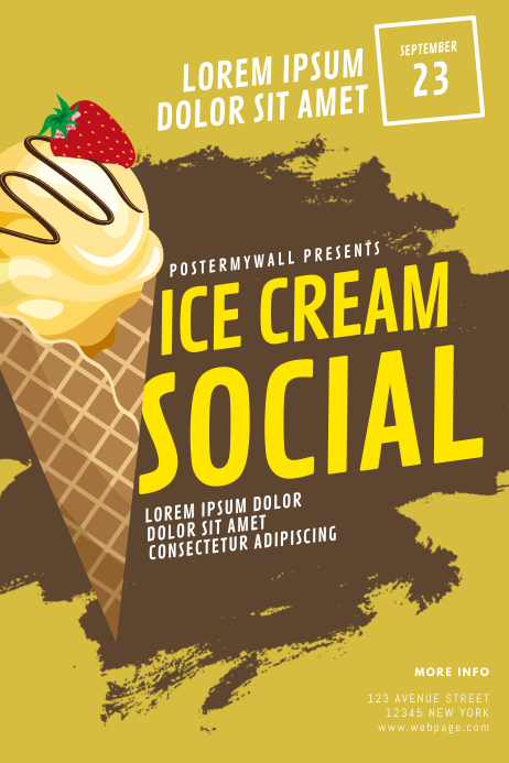 Ice Cream Social Flyer Design Template โปสเตอร์