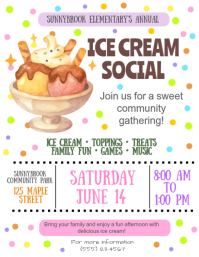 Ice Cream Social Flyer Template | Community Summer Event Folheto (US Letter)