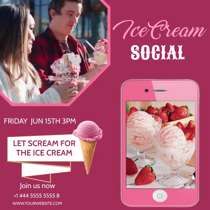 ice cream social flyer template Pos Instagram