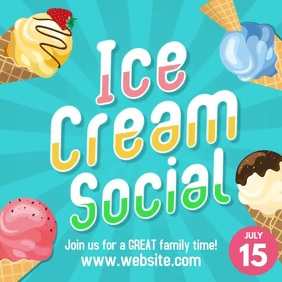 Ice cream Social instagram square post ad template