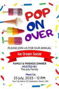 Ice Cream Social Party Celebration Poster Template
