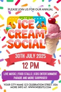 Ice Cream Social Party Celebration Poster Template