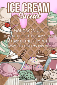 Ice Cream Social Poster Ad - Printable Template