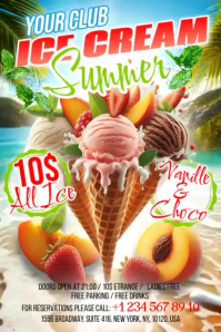 Ice Cream Summer Party Banner 4' × 6' Video template