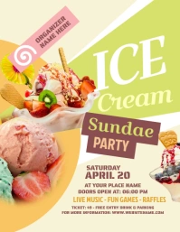 Ice Cream Sundae Party Flyer template
