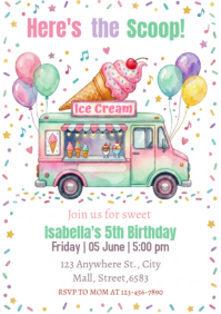 Blanco Ice Cream Birthday Party A2 Template