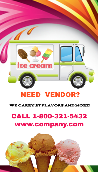 Ice Cream Truck Vendor Business Card Template | PosterMyWall