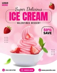 Ice Cream Valentines Sale Flyer (format US Letter) template