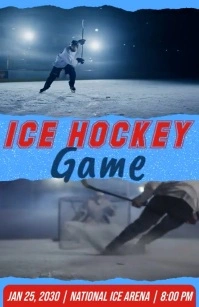 Ice hockey game ad Tabloid template