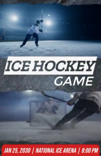 Ice Hockey Game Day Flyer Template - Grunge Style Tabloid