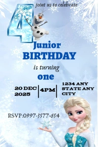 Ice princess party editable flyer Imagem do Pinterest template