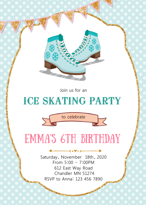 Ice Skating Birthday Party Invitation Template Postermywall