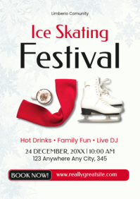 Ice Skating Festival Poster Template – Winter Wonderland Event Design A2