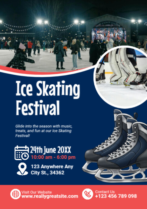Ice Skating Festival Poster Template – Winter Event Flyer A2