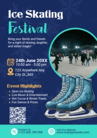 Ice Skating Festival Poster Template – Winter Event Flyer A2