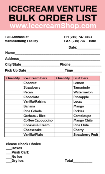 Plantilla de Ice Cream Order Form Oficio US | PosterMyWall