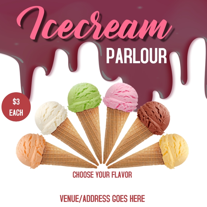 Icecream parlor Instagram Post template