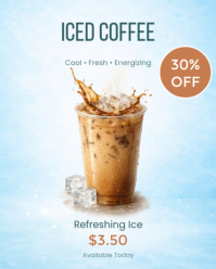 Iced Coffee Promotion Flyer Template for Cafe | Cold Brew Drink Poster Instagram Portrait