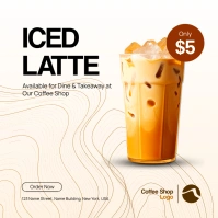 Iced Latte Coffee Shop Menu Poster Flyer template
