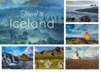Iceland Vacation Travel Collage Postcard template