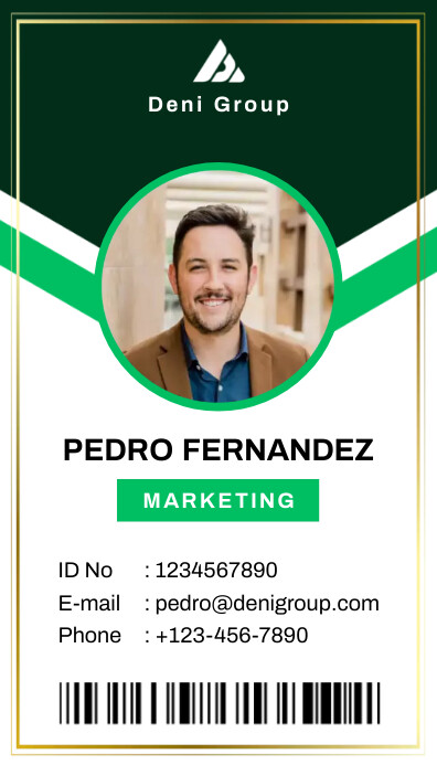 Id Card Green Template Business Card Carte de visite
