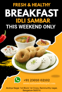 สีดำ IDLI SAMBAR Poster Template
