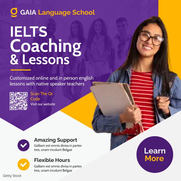 Language Lessons Advertisement Sample Copy of Ielts Coaching & Lessons advertisement instag | PosterMyWall