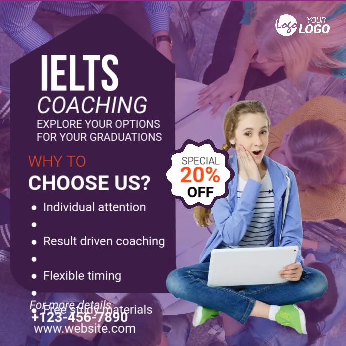 Copy of IELTS Coaching Banner Ad Template | PosterMyWall