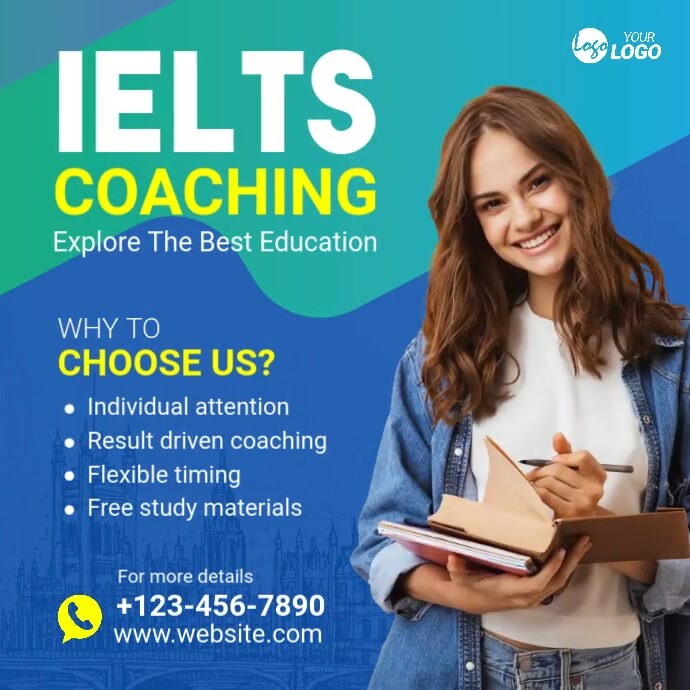 IELTS Coaching Center Admission Ad Instagram Post template